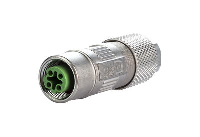 M12 Buchse, D-kodiert, IP67, Cat.5, Ø 4-6 mm, feldkonfektionierbar, gerade