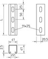 Profilschiene mit Seitenlochung,Schlitz 22mm 300x41x41, St, FT