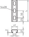 Profilschiene gelocht, Schlitzweite 22mm 600x41x21, St, FT