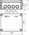 Kabelabzweigkasten mit Einführungen 190x150x77, PP/GF, reinweiß, RAL 9010
