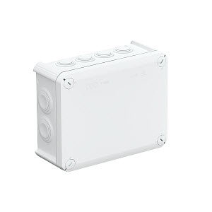 Kabelabzweigkasten mit Einführungen 190x150x77, PP/GF, reinweiß, RAL 9010