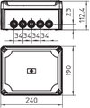 Kabelabzweigkasten mit hohem Deckel 240x190x115, PP/PC, lichtgrau, RAL 7035