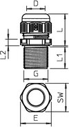 Kabelverschraubung vollmetrisch lang 24mm M16, PA, schwarz