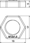 Gegenmutter M12, PS, lichtgrau, RAL 7035