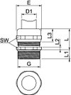 Kabelverschraubung mit langem Anschlussgewinde M32, CuZn, N