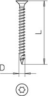Sprint-Schraube Senkkopf, Antrieb T-Drive 4x15mm, St, G