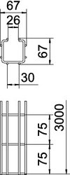 C-Gitterrinne 50x50x3000, St, FT