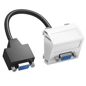 Multimediaträger VGA mit Kabel, Buchse-Buchse 45x45mm, PC, reinweiß, RAL 9010