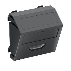 Multimediaträger HDMI Buchse mit Schraubanschluss 45x45mm, PC, schwarzgrau, RAL 7021