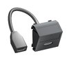 Multimediaträger HDMI mit Kabel, Buchse-Buchse 45x45mm, PC, schwarzgrau, RAL 7021