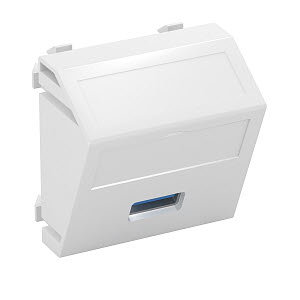 Multimediaträger USB 3.0 A Buchse mit Schraubanschluss 45x45mm, PC, reinweiß, RAL 9010