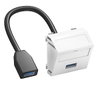Multimediaträger USB 3.0 A-A mit Kabel, Buchse-Buchse 45x45mm, PC, reinweiß, RAL 9010