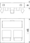 Datentechnikträger für 2 Anschlussmodule Typ EP 45x45mm, PC, schwarzgrau, RAL 7021