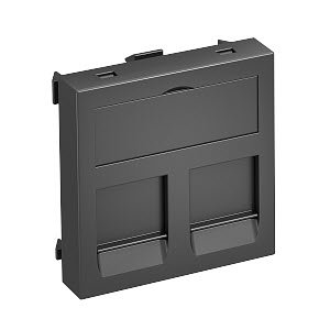 Datentechnikträger für 2 Anschlussmodule Typ EP 45x45mm, PC, schwarzgrau, RAL 7021