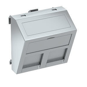Datentechnikträger für 2 Anschlussmodule Typ C 45x45mm, PC, alu lackiert