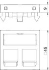 Datentechnikträger für 2 Anschlussmodule Typ RM 45x45mm, PC, alu lackiert