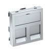 Datentechnikträger für 2 Anschlussmodule Typ RM 45x45mm, PC, alu lackiert