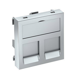 Datentechnikträger für 2 Anschlussmodule Typ RM 45x45mm, PC, alu lackiert