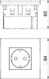 Steckdoseneinheit Modul 45, 1fach 84x84x59mm, PC, reinweiß, RAL 9010