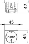Steckdose 0°, 1-fach Schutzkontakt 250V, 10/16A, PC, schwarzgrau, RAL 7021