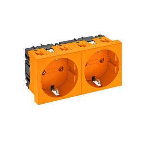 Steckdose 0°, 2-fach Schutzkontakt 250V, 10/16A, PC, reinorange, RAL 2004