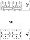 Steckdose 0°, 2-fach Schutzkontakt 250V, 10/16A, PC, schwarzgrau, RAL 7021