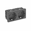 Steckdose 0°, 2-fach Schutzkontakt 250V, 10/16A, PC, schwarzgrau, RAL 7021