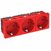 Steckdose 0°, 3-fach Schutzkontakt 250V, 10/16A, PC, signalrot, RAL 3001
