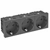 Steckdose 0°, 3-fach Schutzkontakt 250V, 10/16A, PC, schwarzgrau, RAL 7021