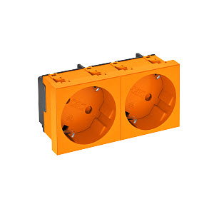 Steckdose 33°, 2-fach Schutzkontakt 250V, 10/16A, PC, reinorange, RAL 2004