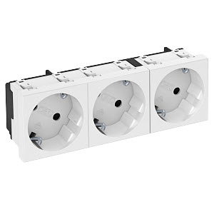 Steckdose 33°, 3-fach Schutzkontakt 250V, 10/16A, PC, reinweiß, RAL 9010
