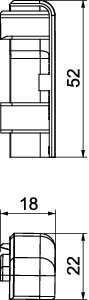 Endstück links SL 20x50 9010, PVC, reinweiß, RAL 9010