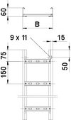 Kabelleiter Funktionserhalt Sprossenabstand 150mm 60x300x6000, St, FS