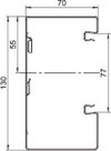 Geräteeinbaukanal asymmetrisch 70x130x2000, St, reinweiß, RAL 9010