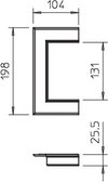 Wandabschlussblende offen 104x198x25, Alu, reinweiß, RAL 9010