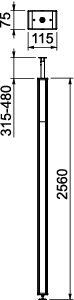 Installationssäule Boden/Decke OT Stahl 2505x115x75, St, reinweiß, RAL 9010