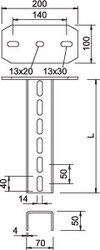 Hängestiel mit angeschweißter Kopfplatte 70x50x1200, St, FT