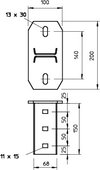 Kopfplatte für IS 8-Stiel, 90° gedreht 200mm, St, FT