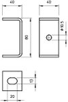 Deckenbügel mit Seitenloch 10,5 mm 80x40, St, FT