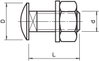 Flachrundschraube mit Scheibe und Mutter M10x25, A4, 1.4401, 2B