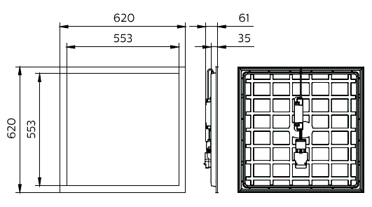 CoreLine Panel Gen6, All-in, 31 W, 22 W, Module 625, VPC, 2900 lm, 3100 lm, 3350 lm, 3600 lm, 4000 lm, 4300 lm, 3000 K, 3500 K, 4000 K, DALI-regelbar, – Bild 11 von 11