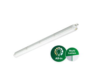 CoreLine Feuchtraumleuchte WT120C, All-in, 32 W, 18 W, L1200 mm, 2700 lm, 4500 lm, 4000 K, Symmetrisch, Klar, IP65, IK08, TW1-ready