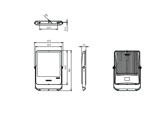 Ledinaire Scheinwerfer mit hoher Leistung, 250 W, 496 mm x 52mm, 30000 lm, 4000 K, CRI80, Symmetrisch – Bild 7 von 7