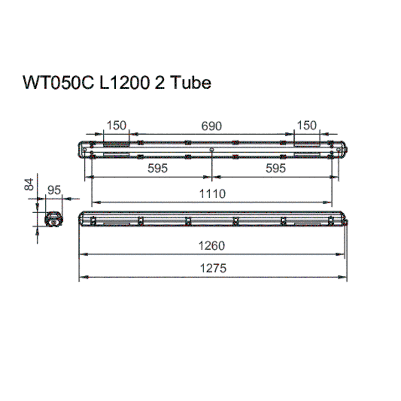 Ledinaire Feuchtraumleuchte Leergehäuse WT050C für T8 LED-Röhren, L1200 mm, IP65, IK08 – Bild 5 von 5