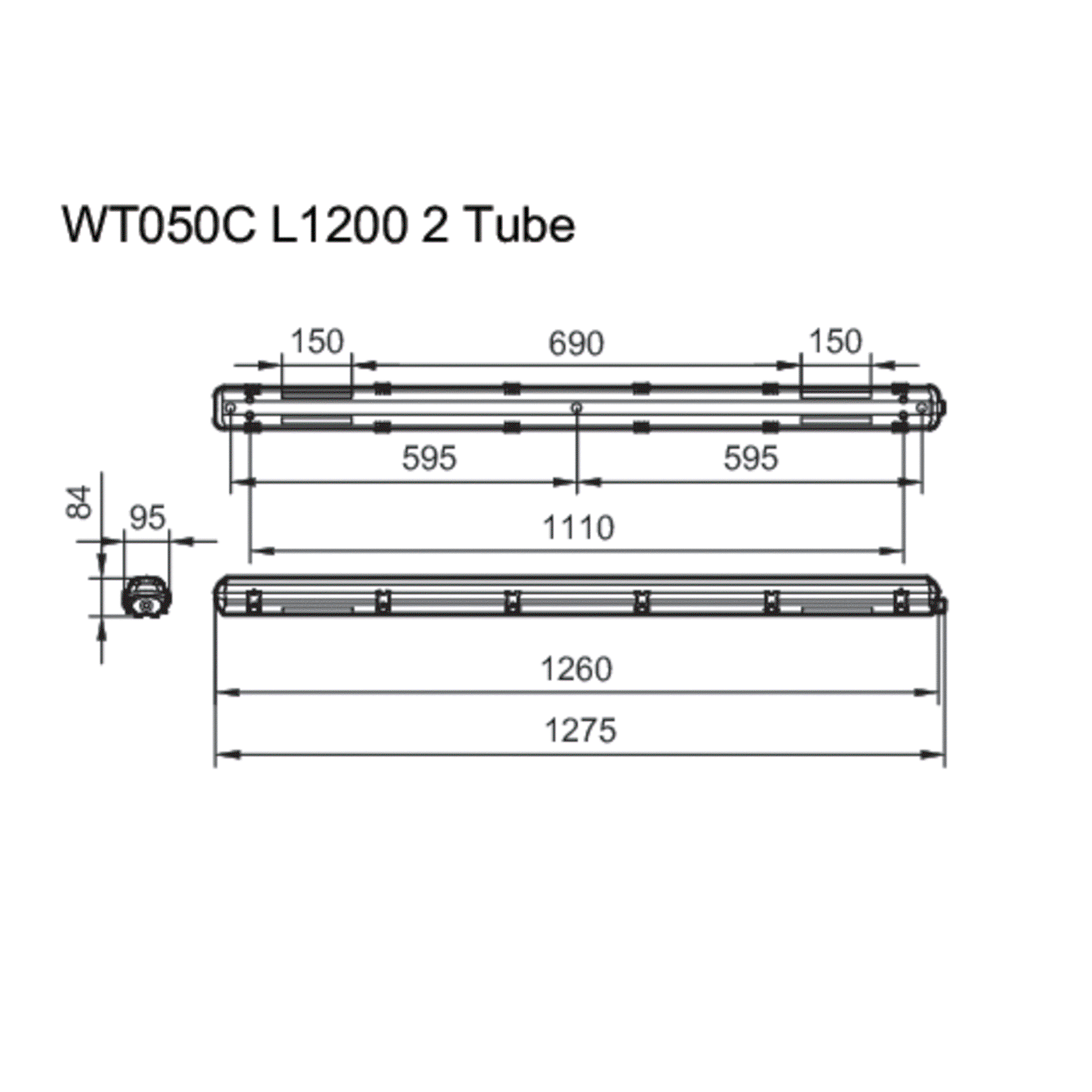 Ledinaire Feuchtraumleuchte Leergehäuse WT050C für T8 LED-Röhren, L1200 mm, IP65, IK08 – Bild 5 von 5