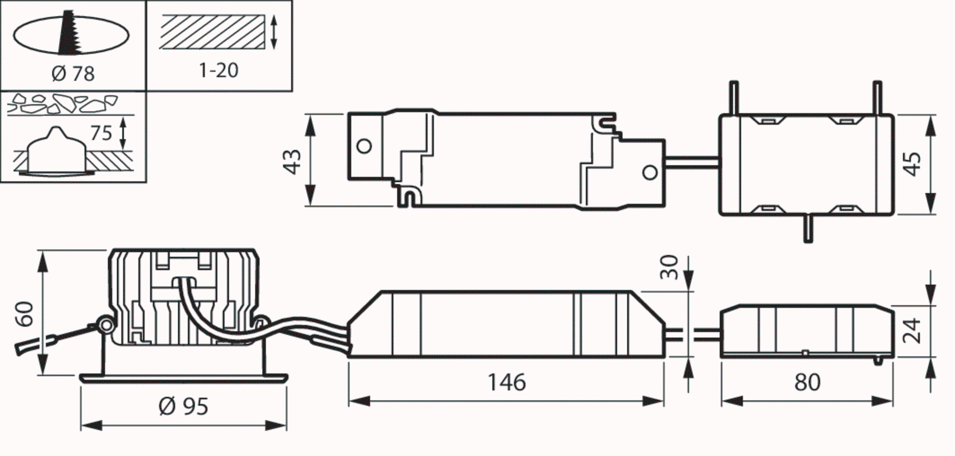 CoreLine Einbaustrahler Gen2, Adjustable, 12 W, D78 mm, 1200 lm, 4000 K, Kabellos, Interact Ready, Breitstrahlend (WB), Weiß, IP20/44 – Bild 9 von 9
