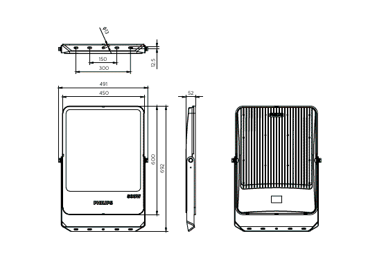 Ledinaire Scheinwerfer mit hoher Leistung, 500 W, 692 mm x 52mm, 60000 lm, 4000 K, CRI80, Symmetrisch – Bild 7 von 7