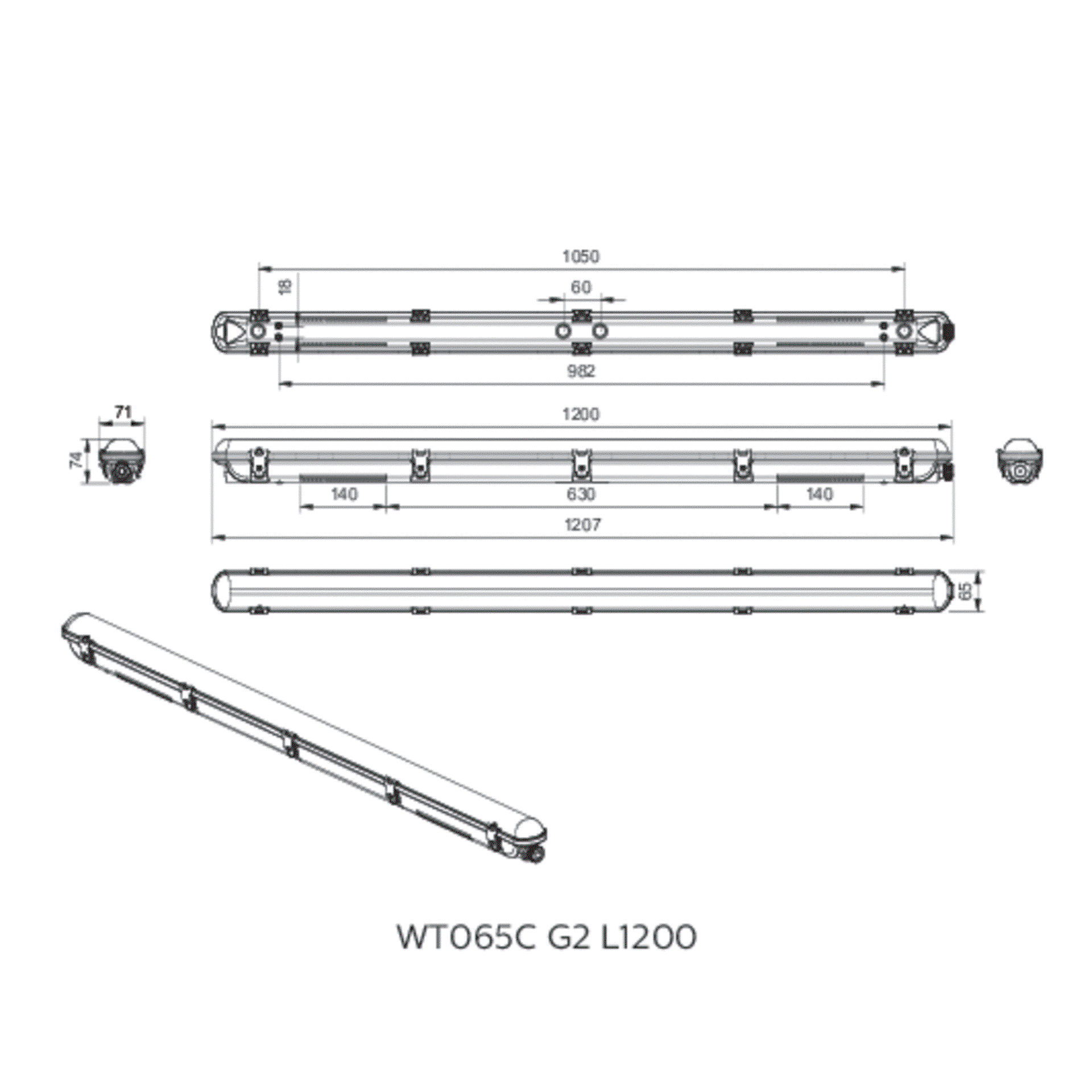 Ledinaire Feuchtraumleuchte WT065C klassisch, All-in, 42 W, 23 W, L1200 mm, 2900 lm, 4800 lm, 4000 K, Symmetrisch, Opal, IP65, IK08, TW1-ready – Bild 10 von 10