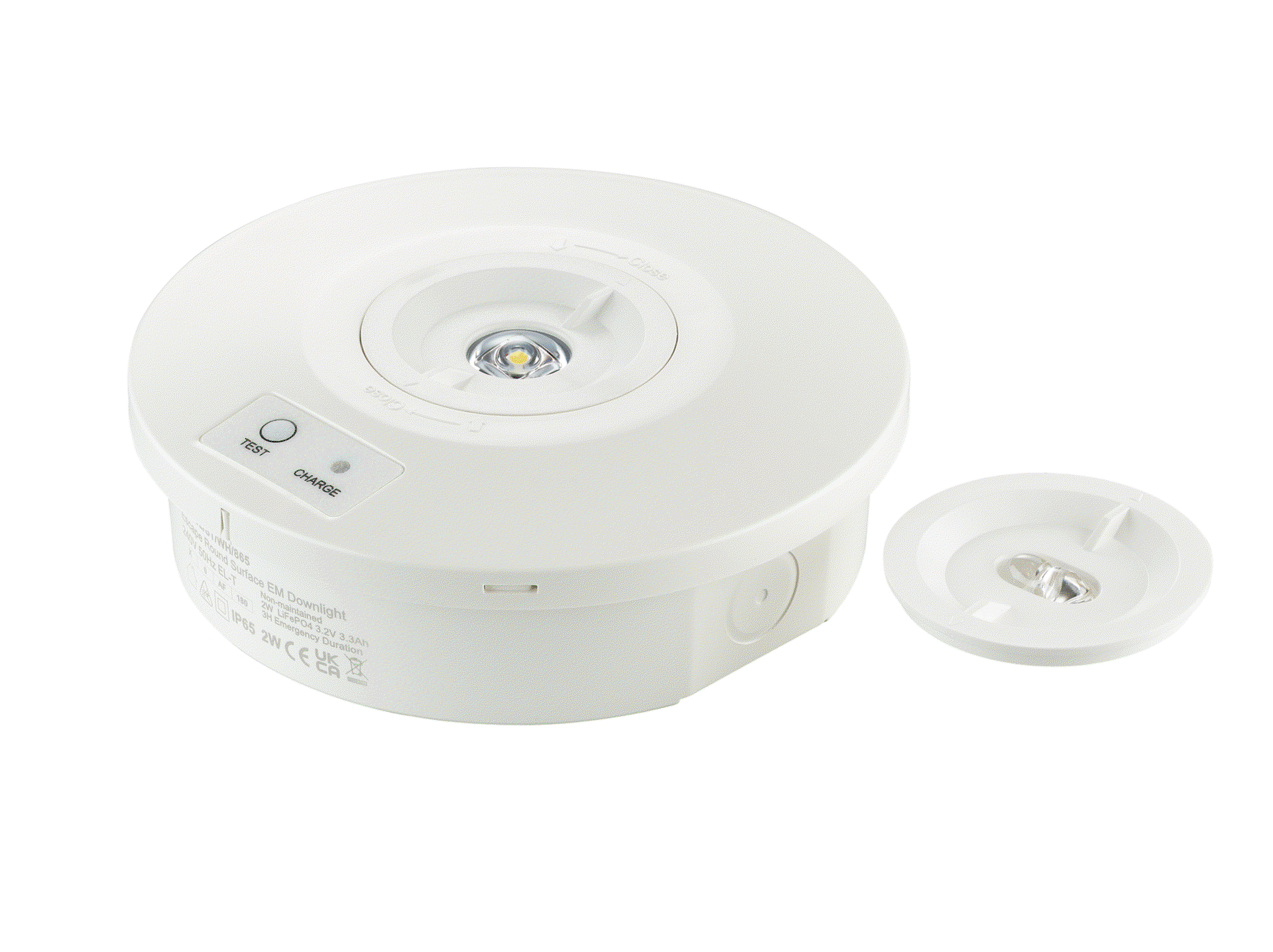 Notfall-Anbaudownlight, 2 W, 2 W, D155mm  H46 mm, 273 lm, 6500 K, IP65, ELP3h – Bild 2 von 5