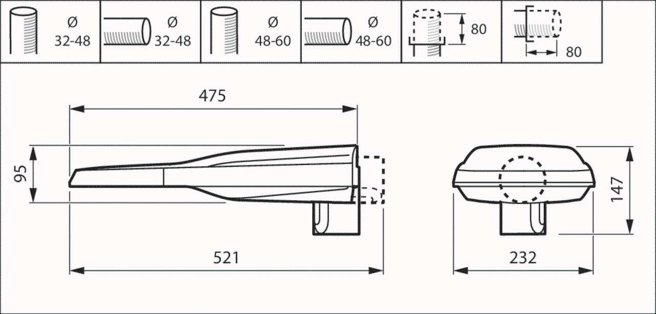 LumiStreet gen2, Road & street light, 40 W, 6210 lm, 3000 K, CRI70, Safety class II, IP66 – Bild 4 von 4